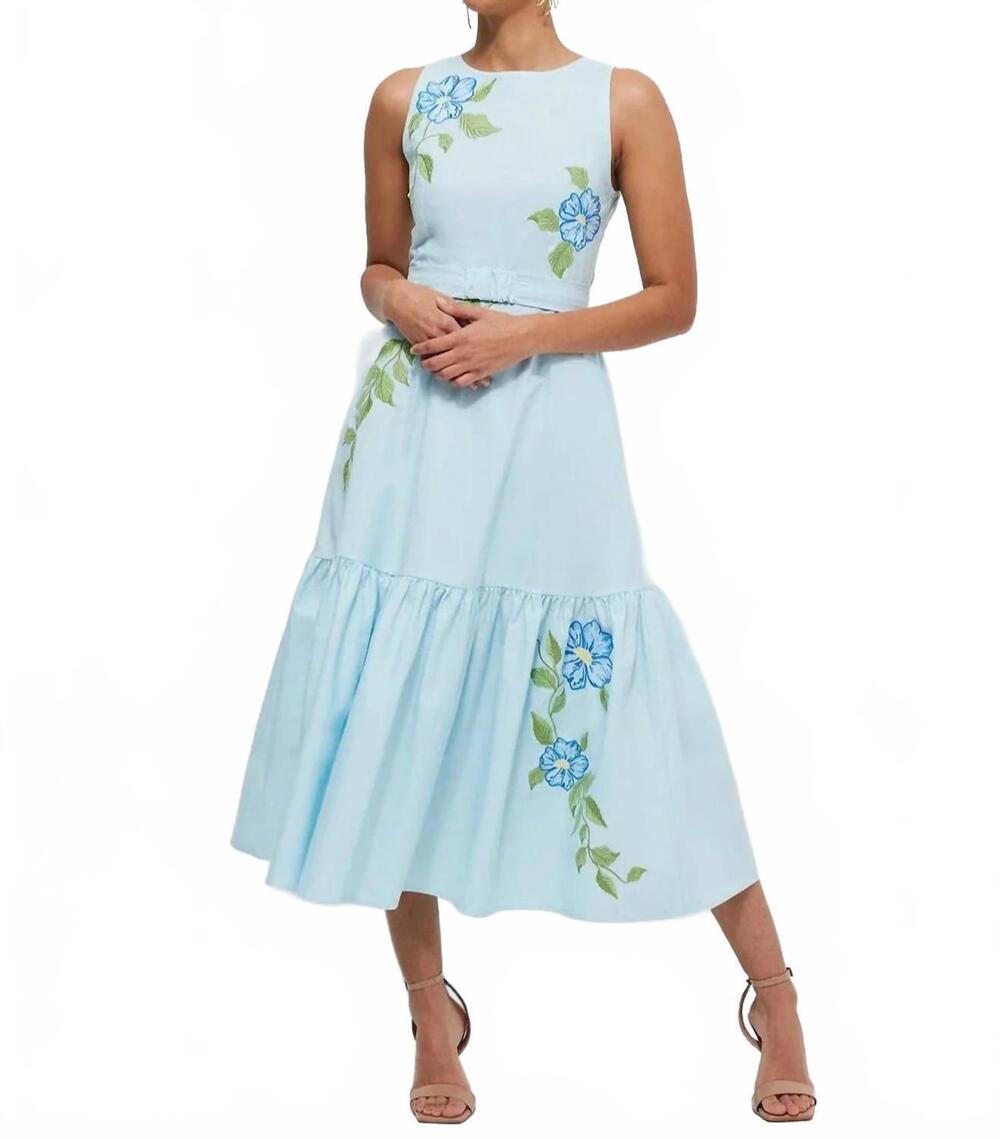 NEW FANM MON maria midi dress in light lagoon